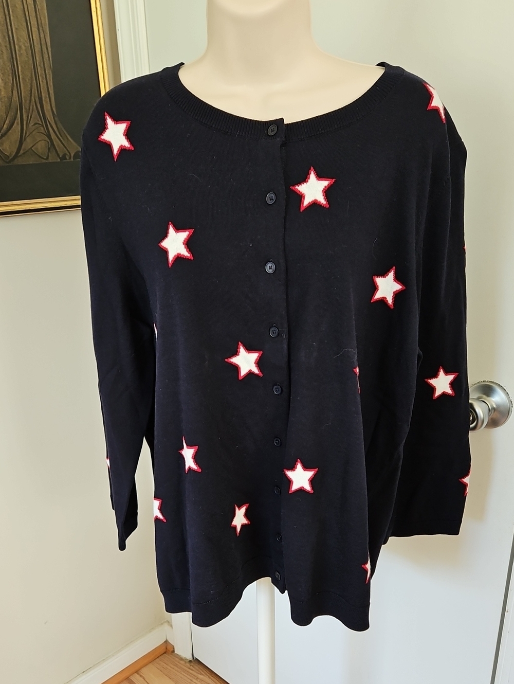 NWT Talbots Charming Cardigan Star Print Size XL
